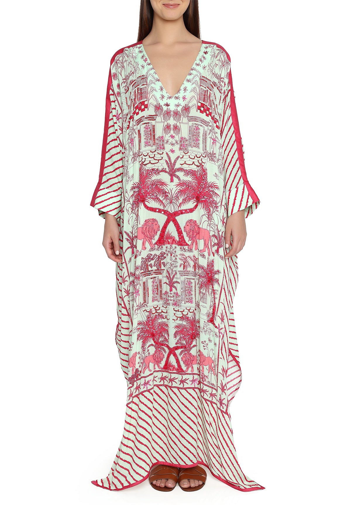 pink sri lanka printed kaftan