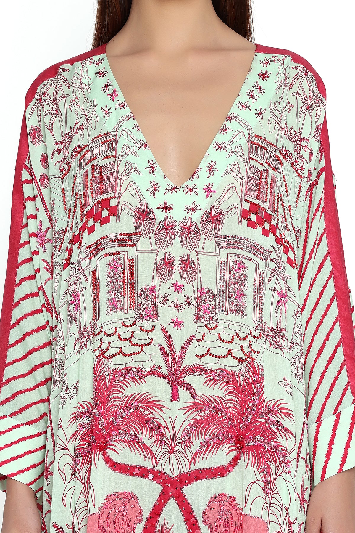 pink sri lanka printed kaftan