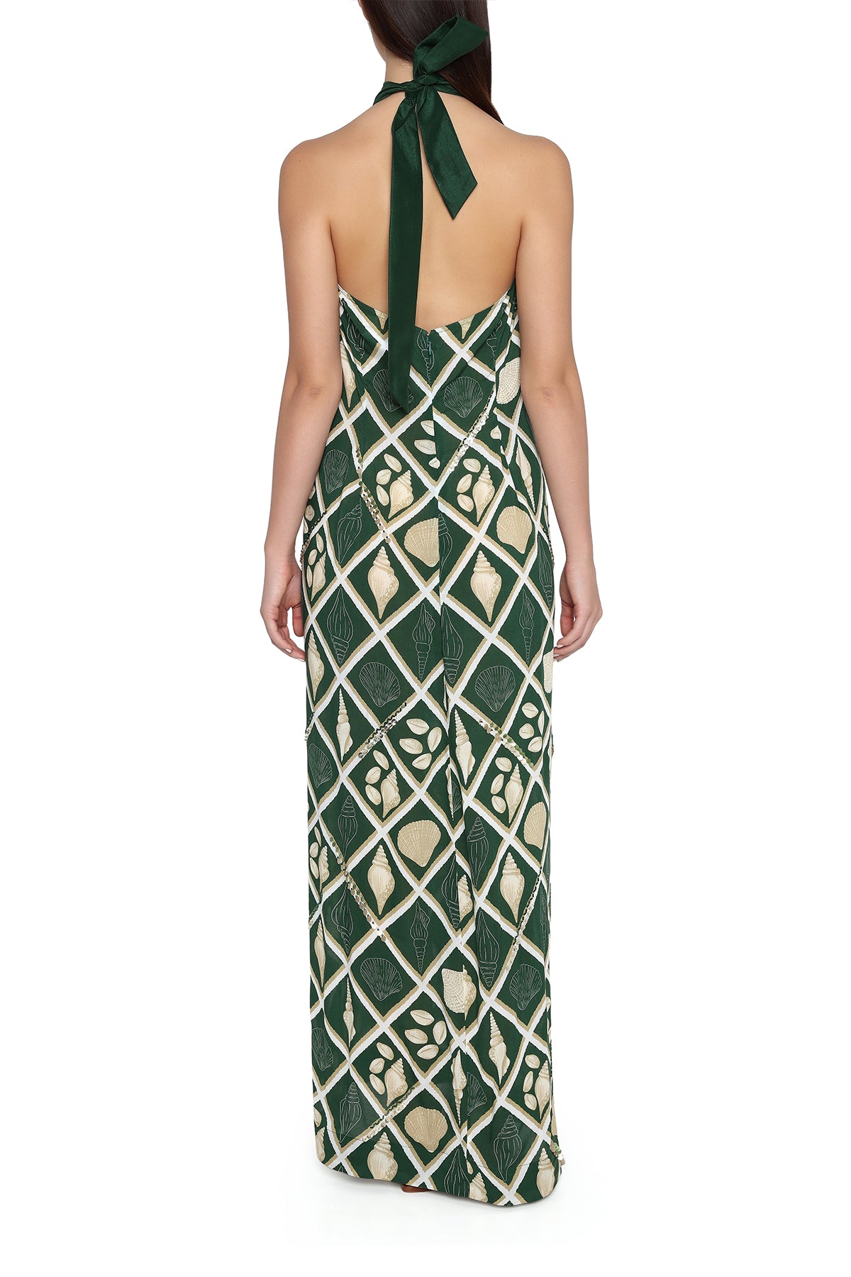 green palm and shells dress