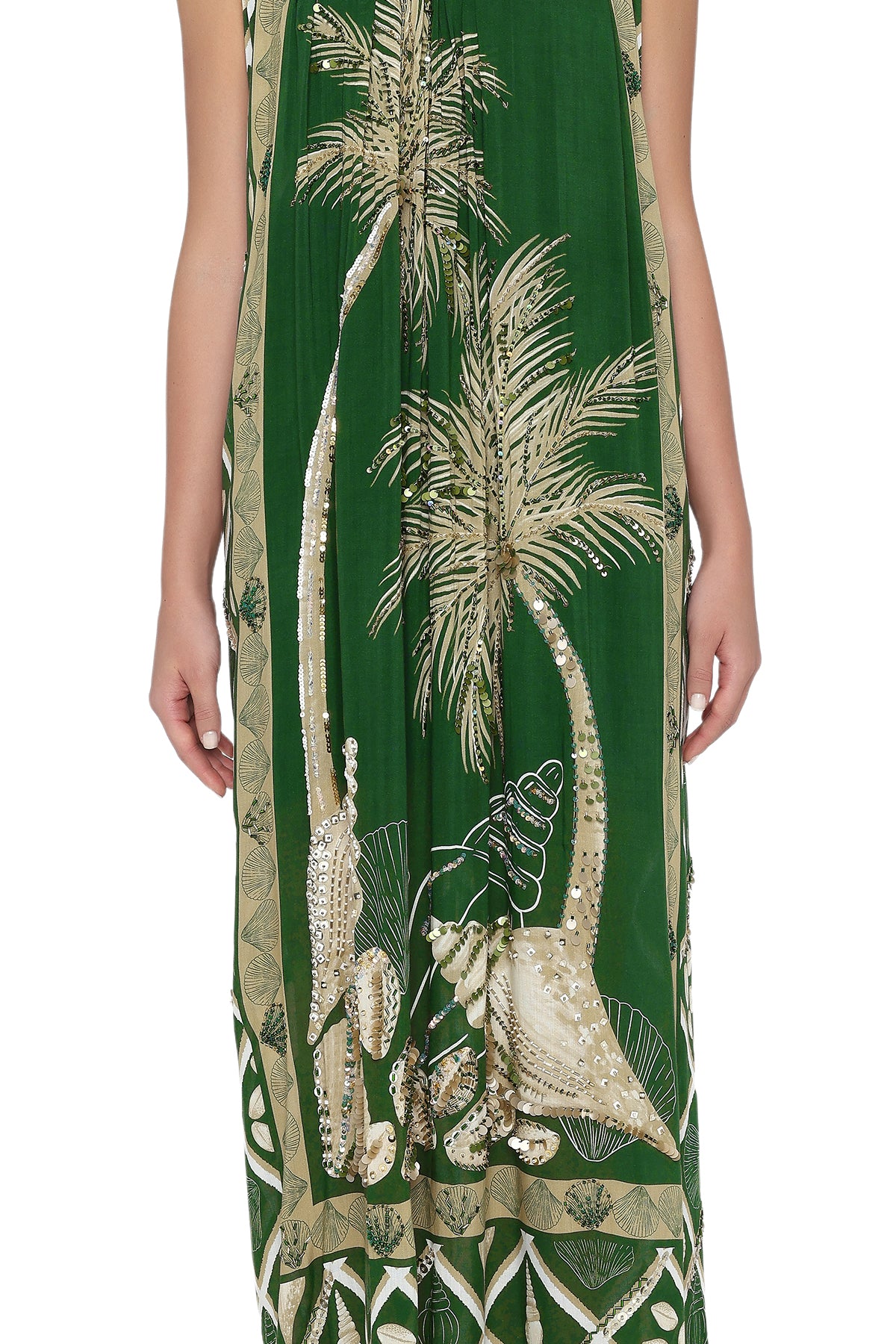 green palm and shells dress