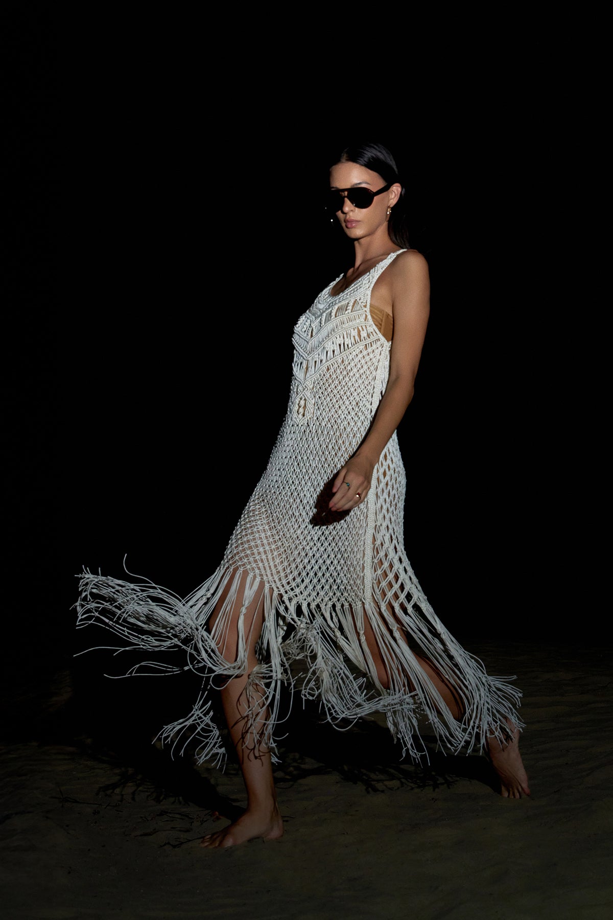 white macrame dress