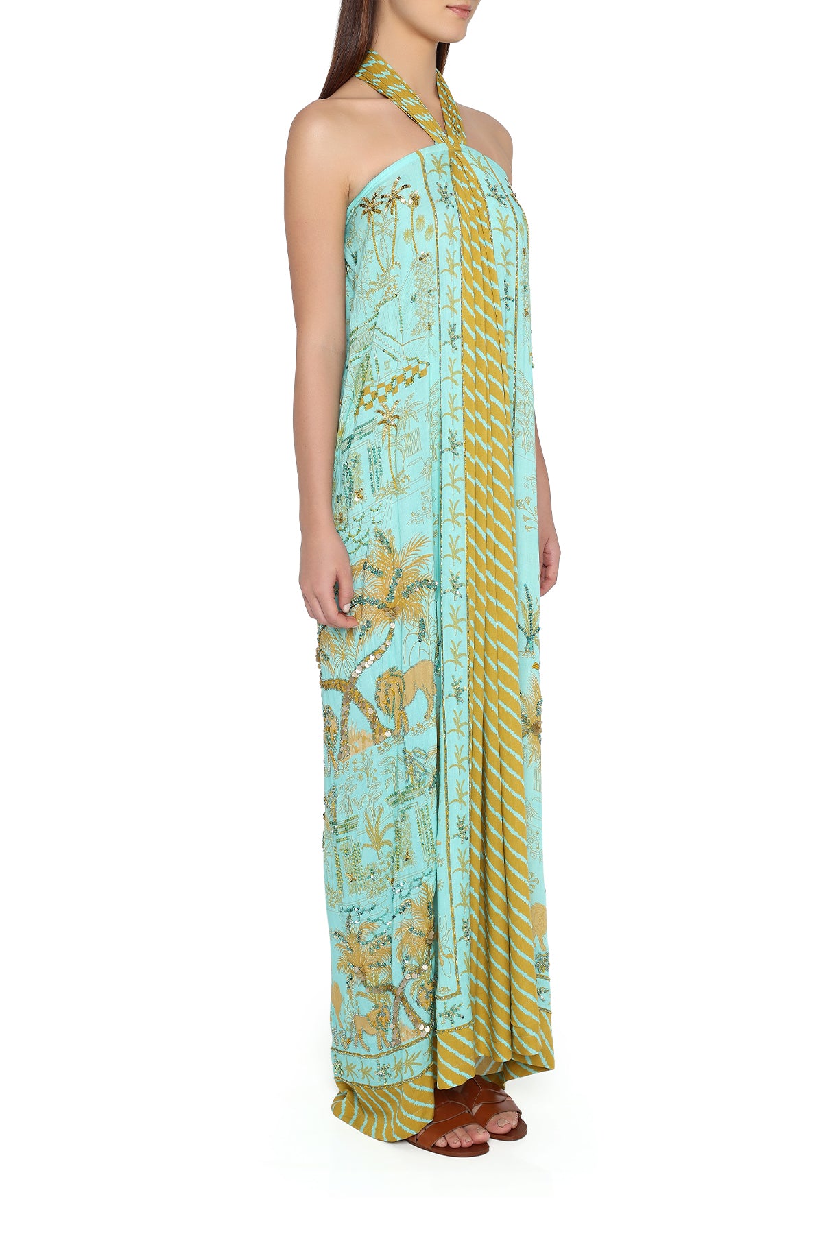 green and blue sri lanka dress