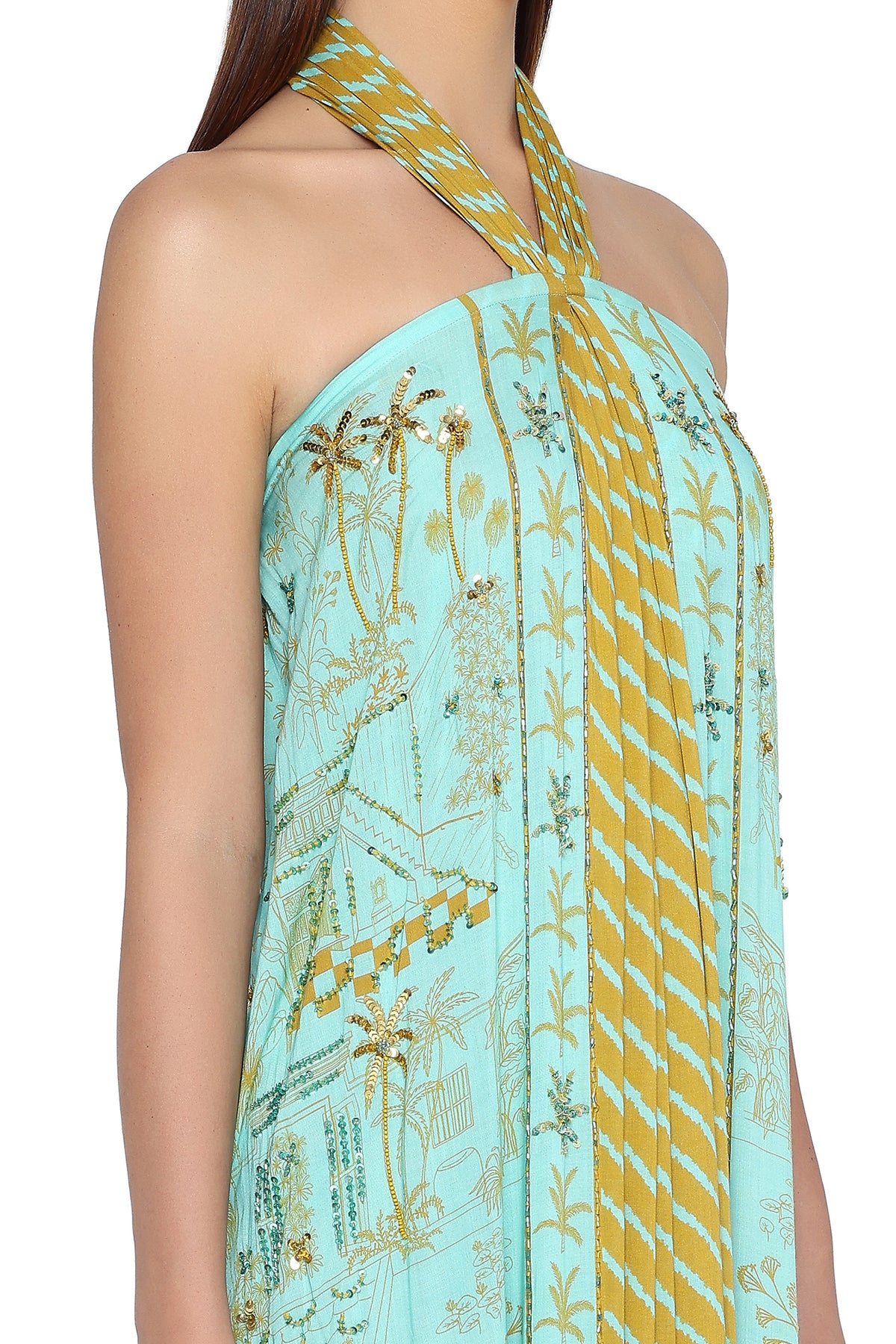 green and blue sri lanka dress