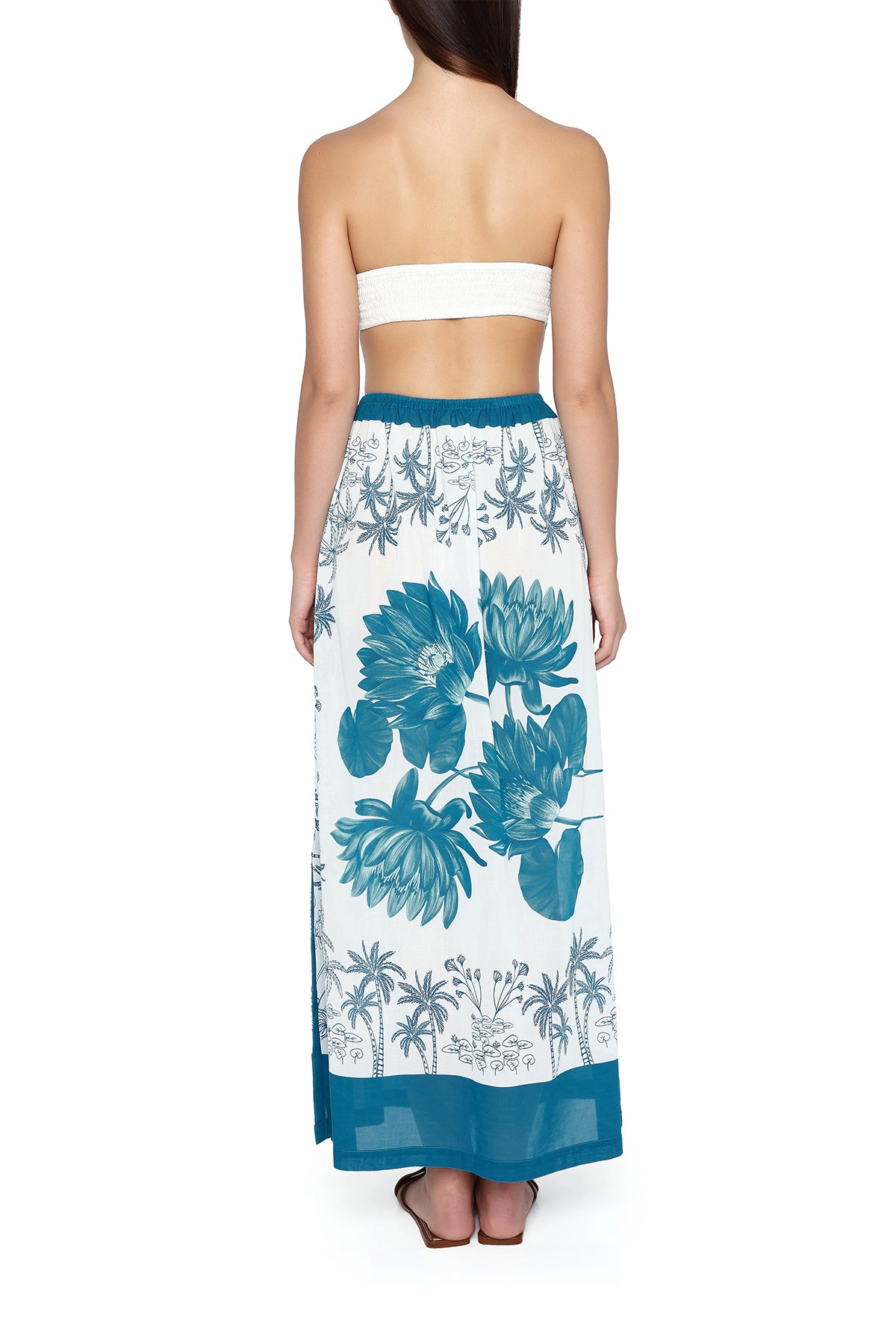 teal and white water lily skirt