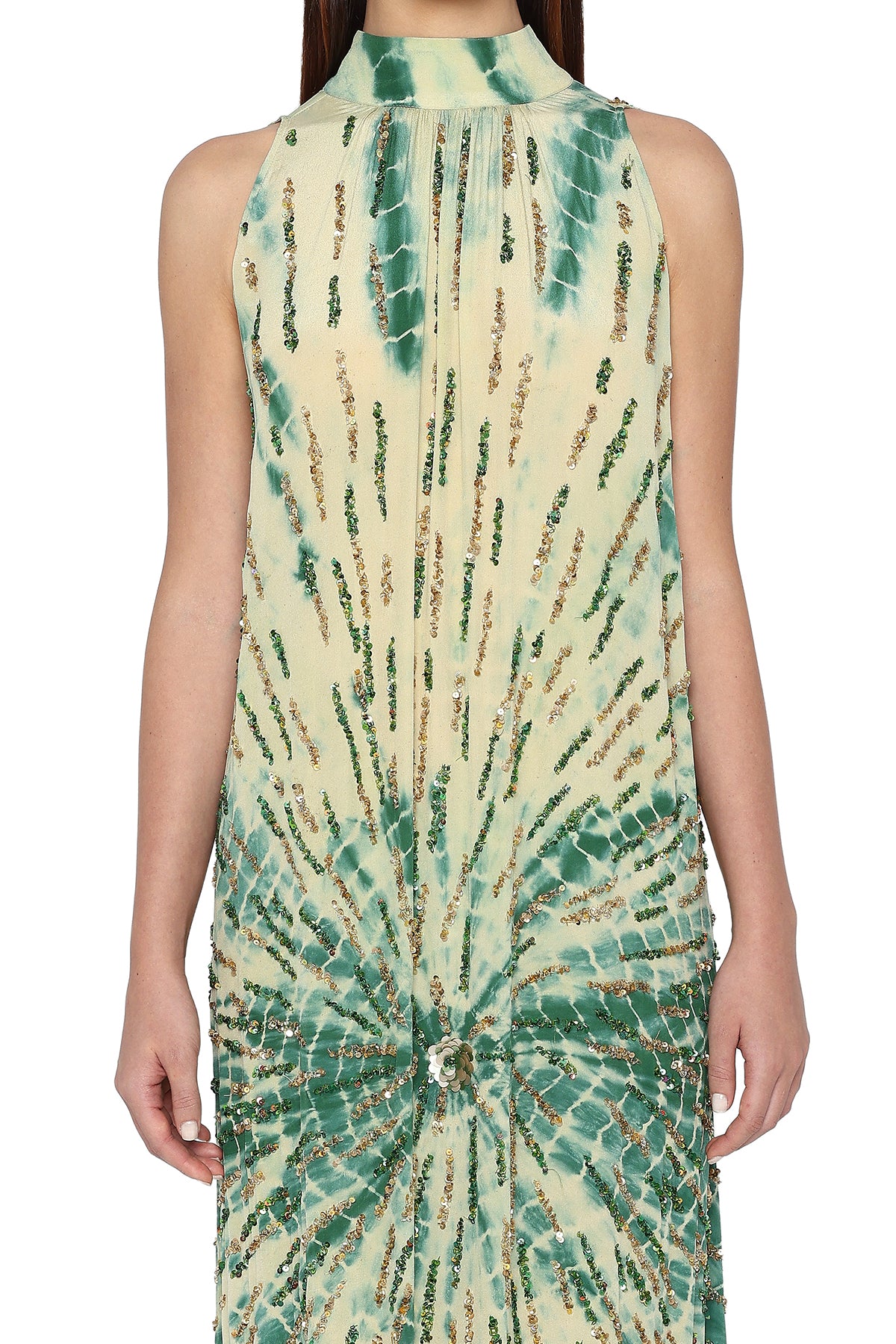 green tie dye dress