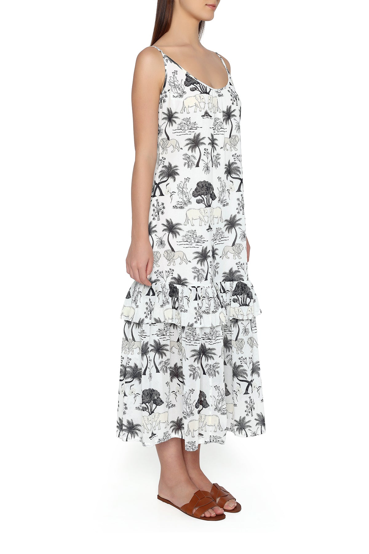 black and white printed dress