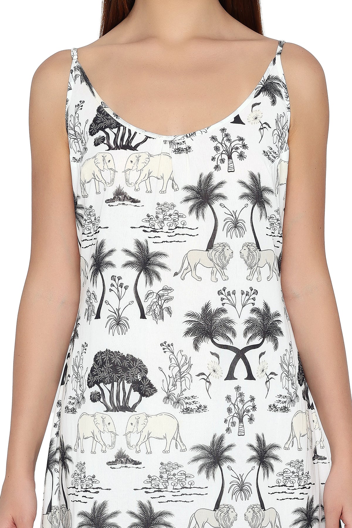 black and white printed dress