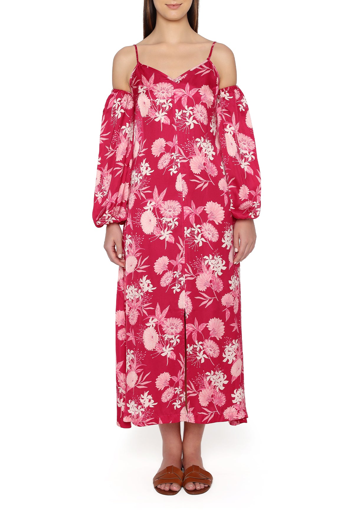 raspberry floral dress