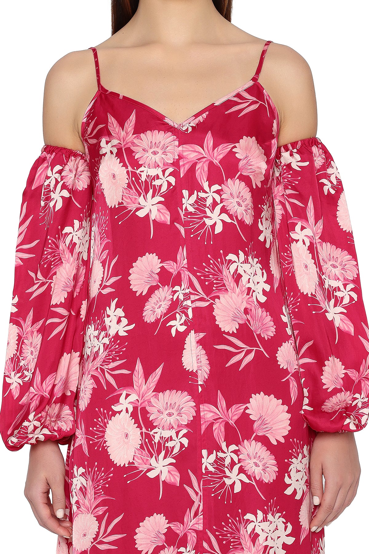 raspberry floral dress