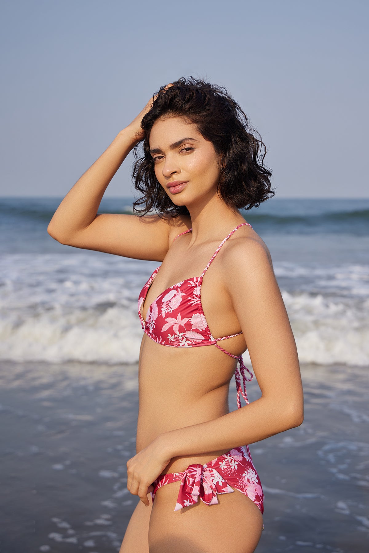 red floral bikini top