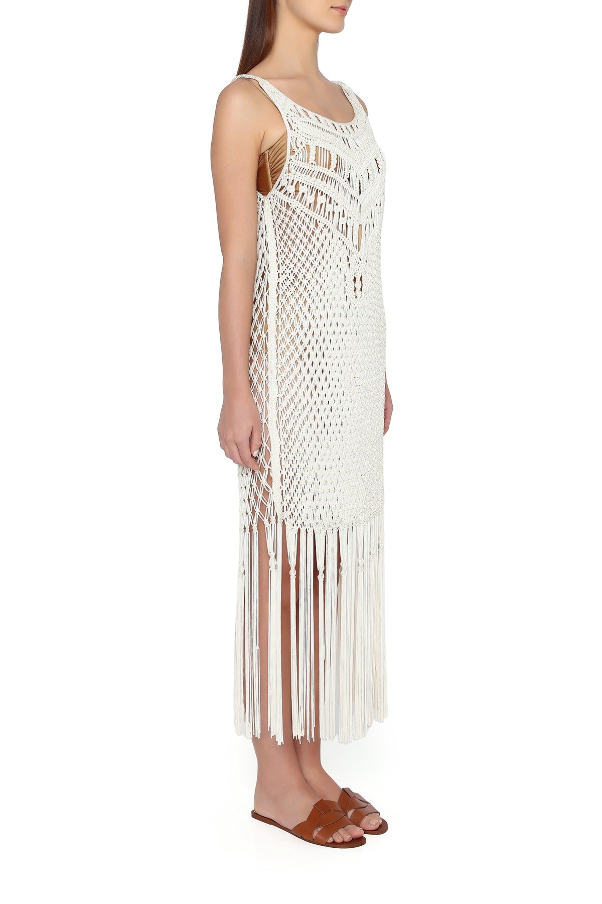 white macrame dress