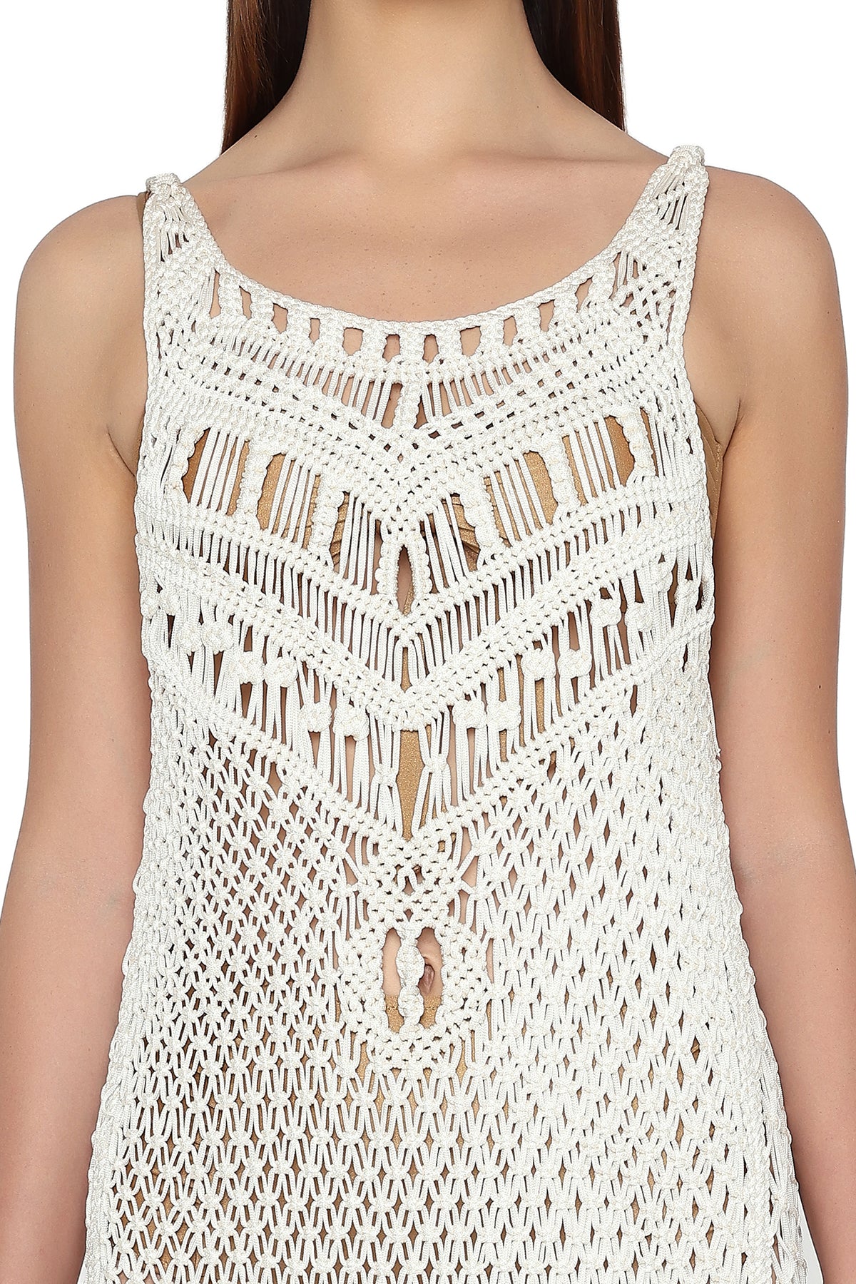 white macrame dress