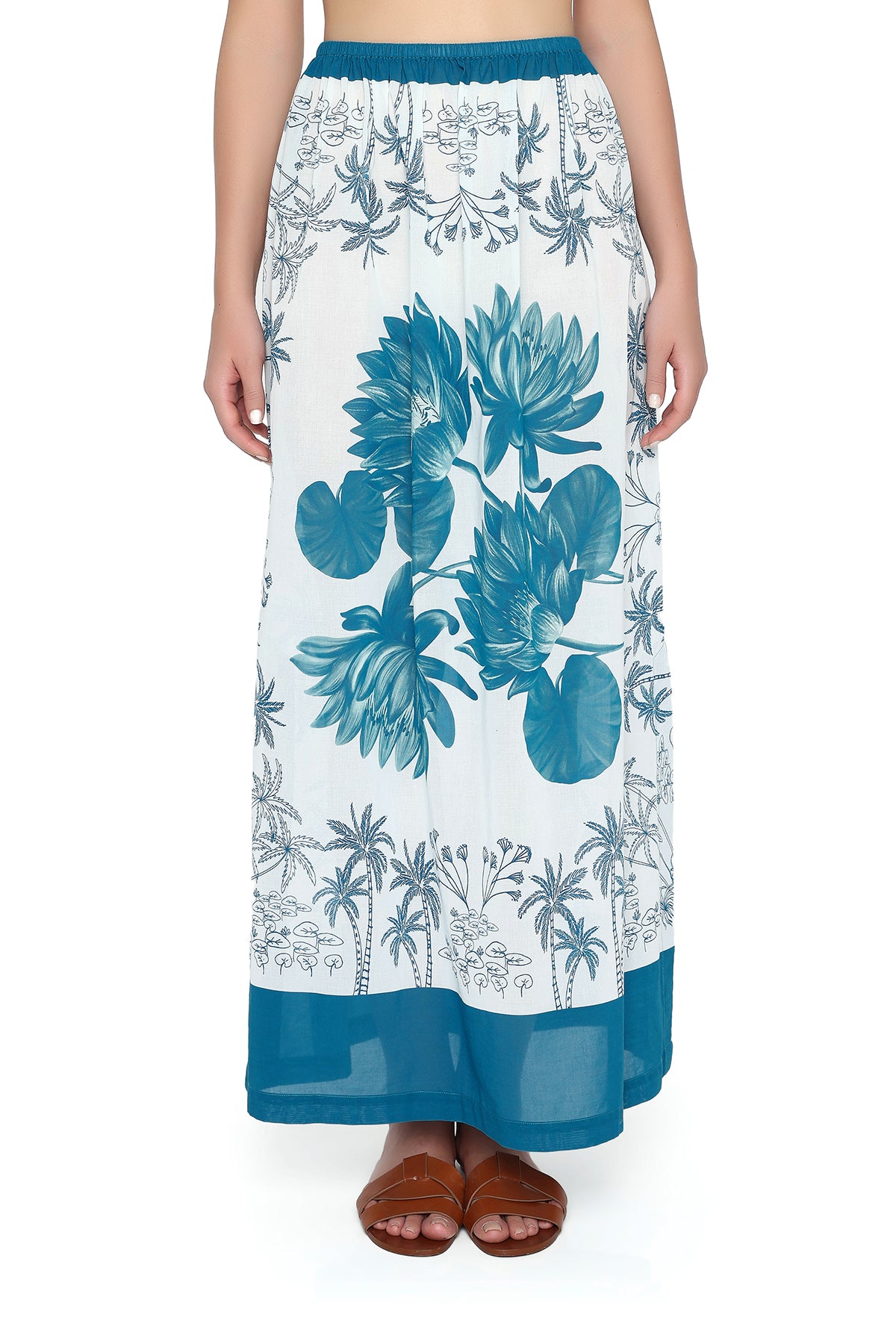 teal and white water lily skirt