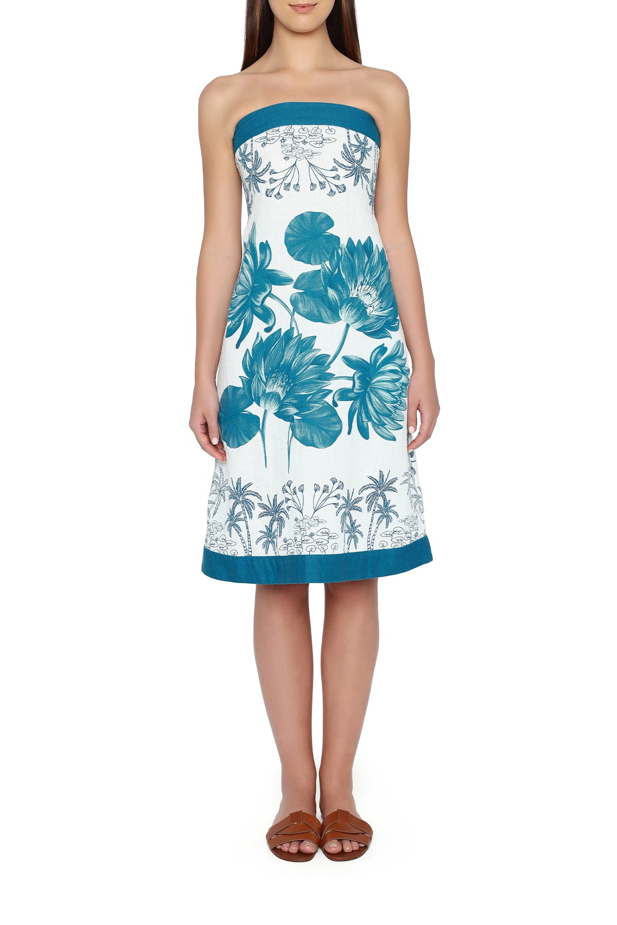 teal and white water lily dress