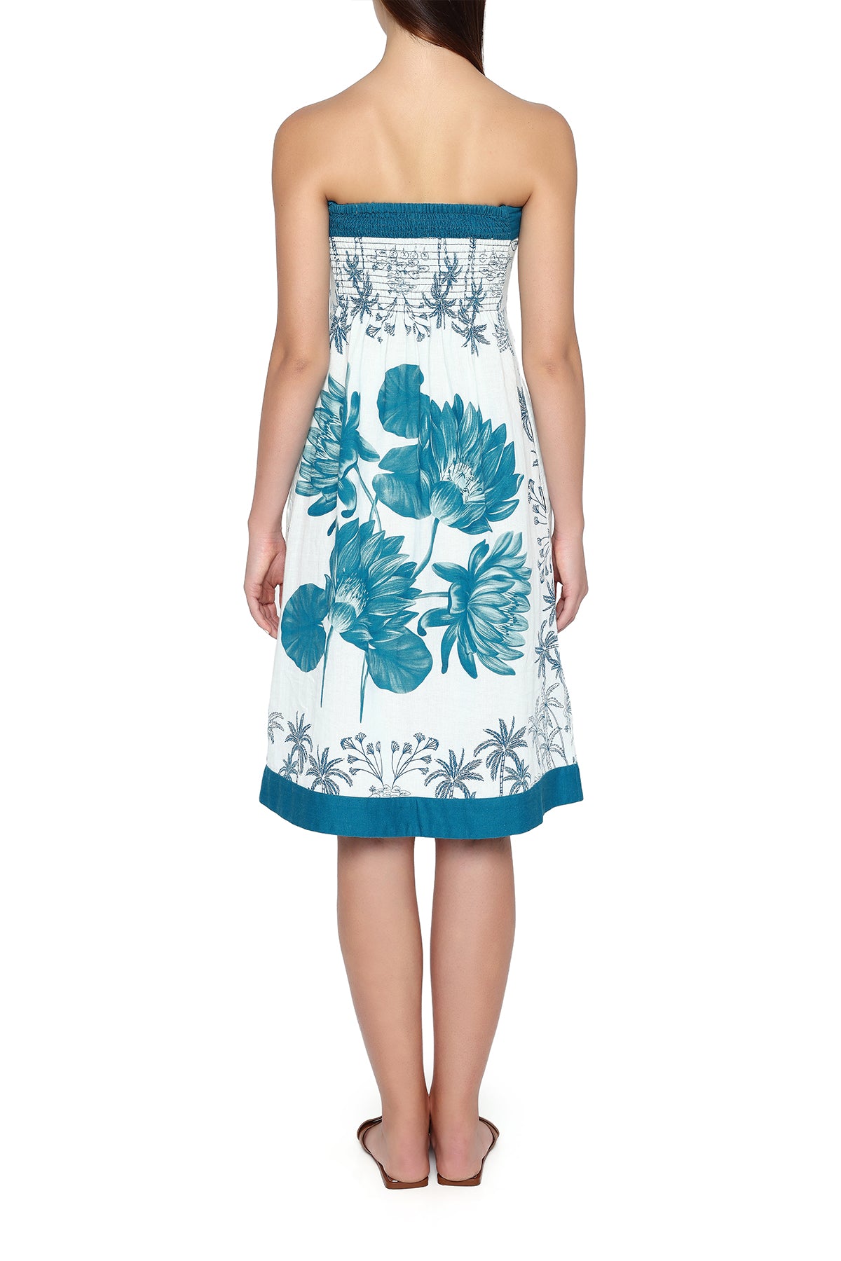 teal and white water lily dress