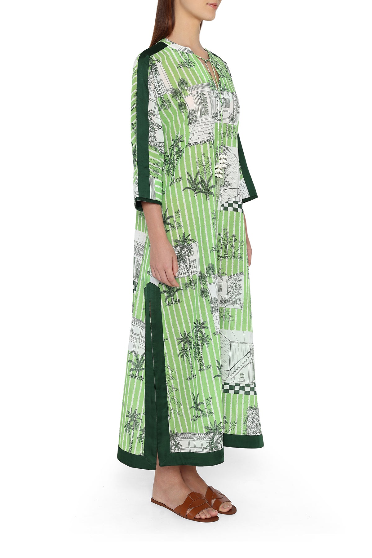 green printed dress