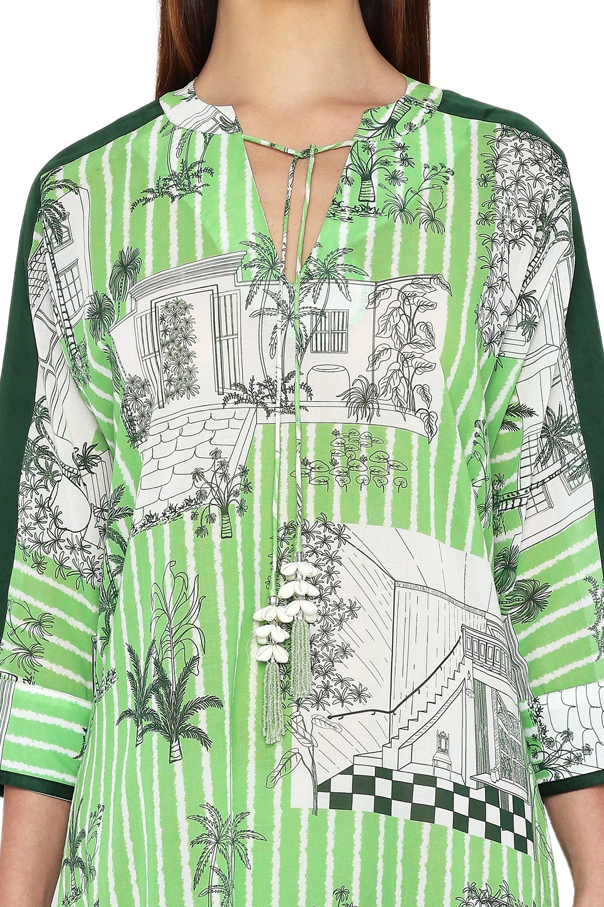 green printed dress