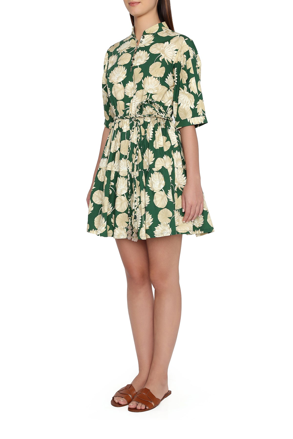 green and yellow water lily dress