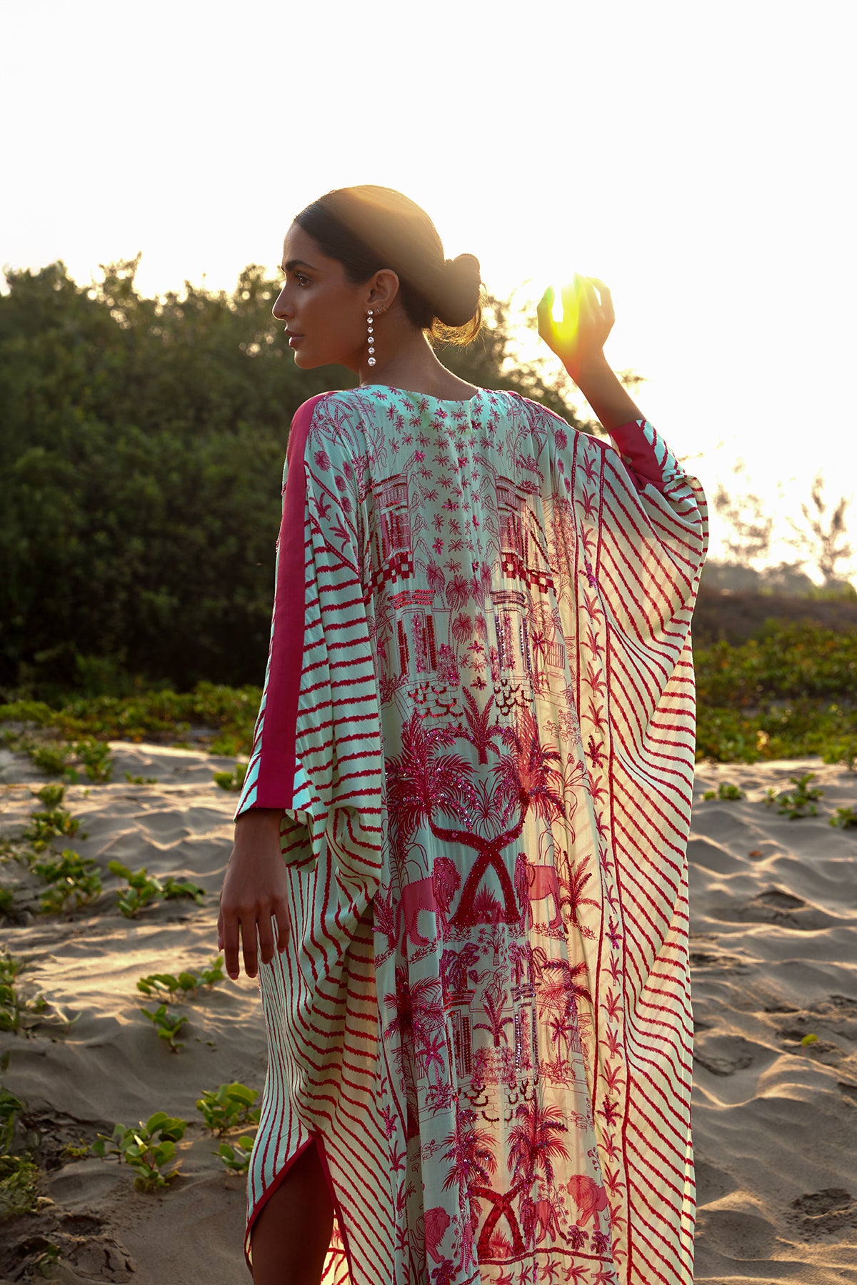 pink sri lanka printed kaftan