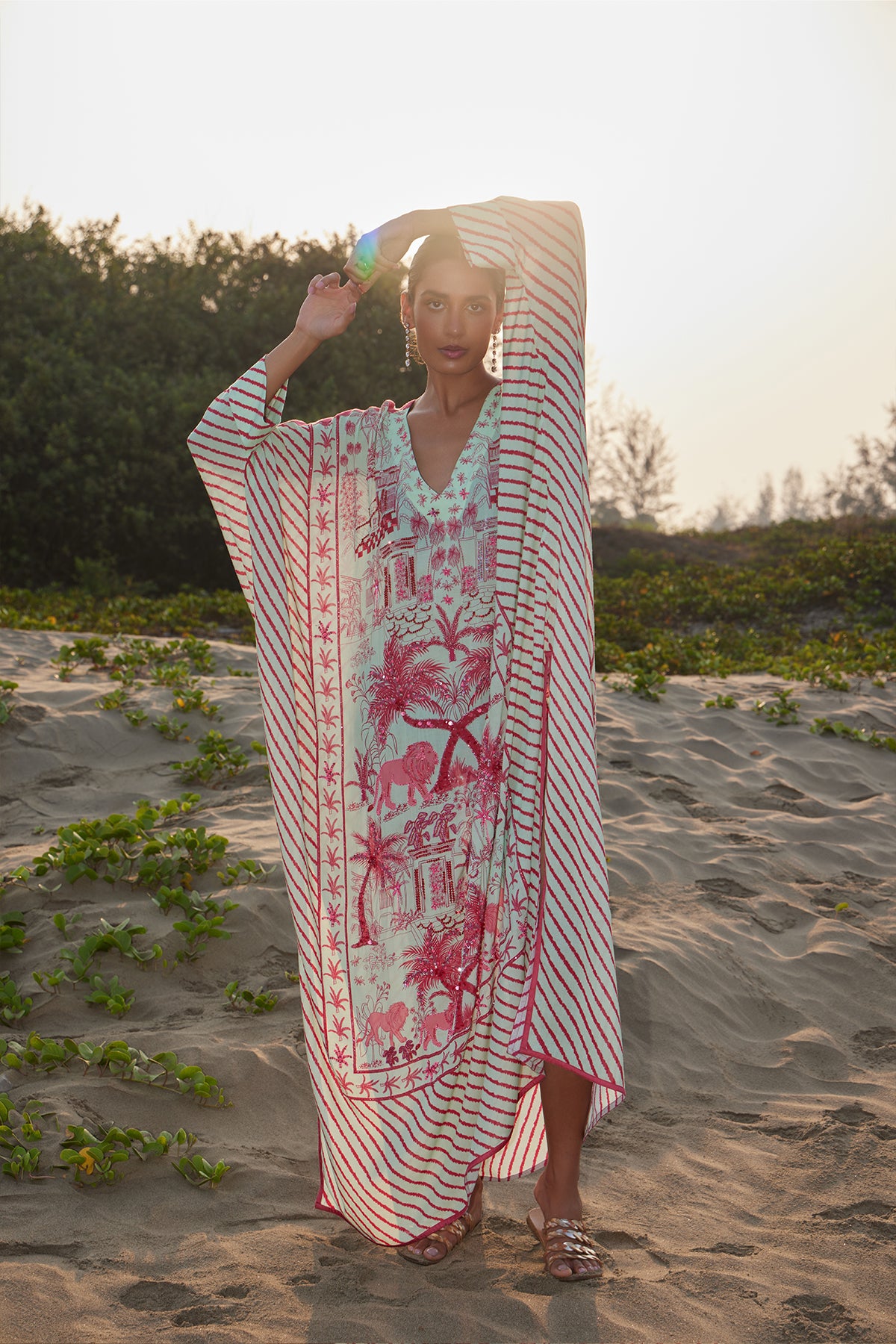 pink sri lanka printed kaftan