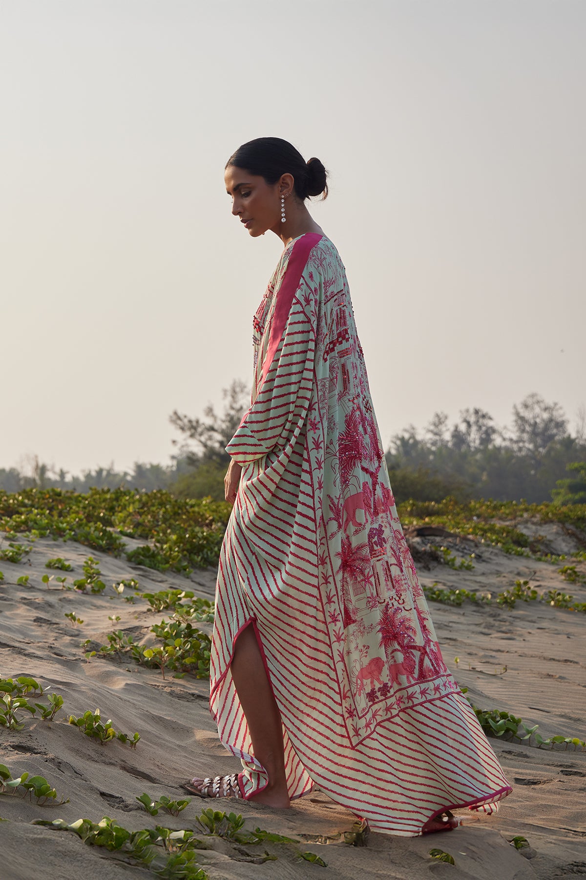 pink sri lanka printed kaftan