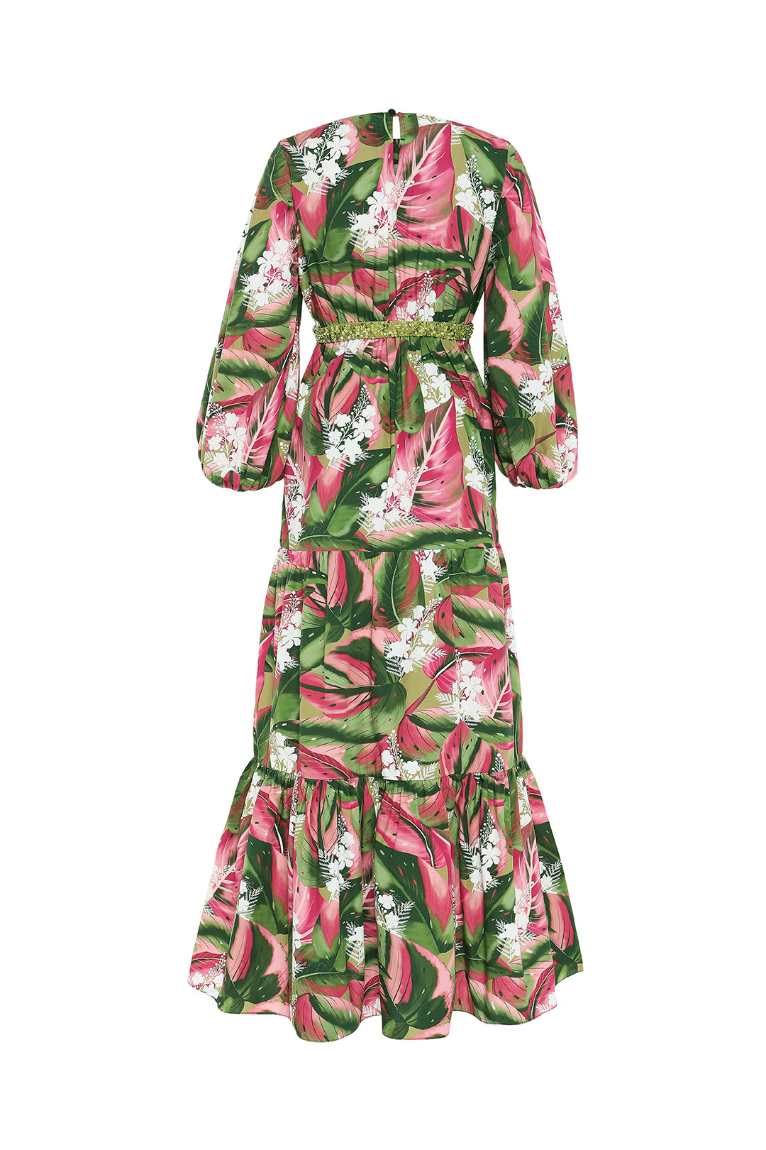 Tropical Tiered Midi Dress